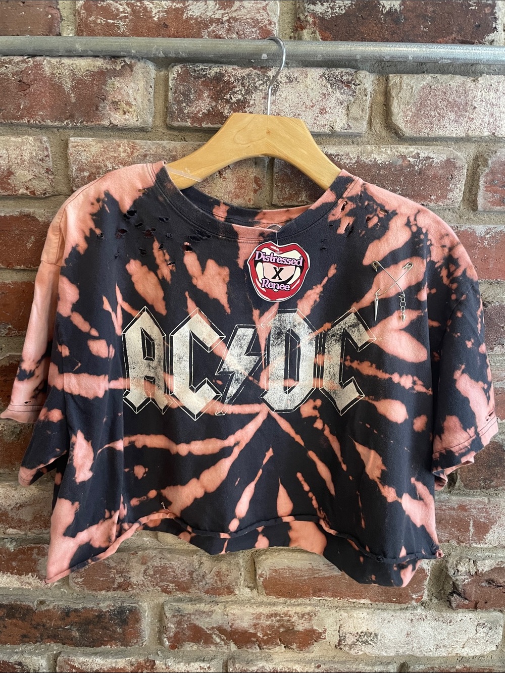 ACDC Crop Distressed Tee